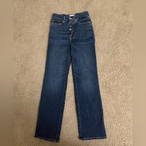 Good American Jeans Womens 0 25 Blue Good Waist Exposed Button Fly Denim Straigh